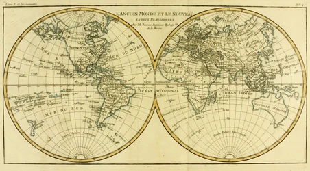 Carte du monde en deux hémisphères, extraite de l