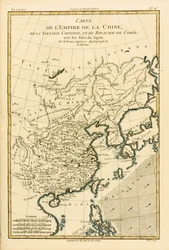 L’Empire chinois, la Tartarie chinoise et le Royaume de Corée, avec les îles du Japon, tiré de l’Atlas de Toutes les Parties Connues du Globe Terrestre de Guillaume Raynal (1713-96), publié en 1780, couleur
