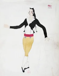 Costume pour le personnage de Figaro du Barbier de Séville de Gioacchino Rossini, croquis de Charles Martin