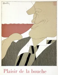 Plaisir de la bouche - dans « Monseigneur le vin », dessin de Charles Martin (1884-1934), fascicule des Établissements Nicolas