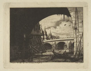 Arcade, Pont Notre-Dame, Paris, tiré de « Gravures de Paris »
