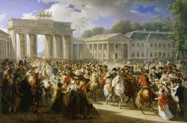 French: Entrée de Napoléon à Berlin. 27 octobre 1806 Entry of Napoleon I into Berlin, 27th October 1806