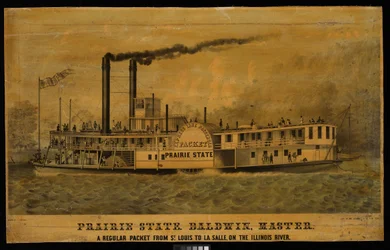 Prairie State. Baldwin, Maître. Un paquebot régulier de St Louis à La Salle, sur la rivière Illinois