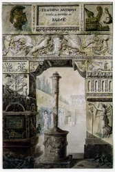Fragments antiques de la Rome antique, design pour une page de titre de 