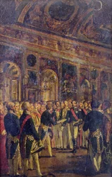 Le Sénat présentant à Louis Napoléon Bonaparte (1808-73) le résultat du plébiscite le proclamant empereur, à Saint-Cloud, le 1er décembre 1852
