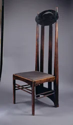 Chaise à haut dossier conçue pour les salons de thé de Miss Cranston, Argyle Street, Glasgow, 1897