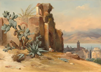 Ruines antiques près de Messine, Sicile, 1842