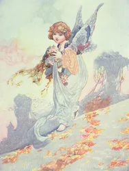 Ange dispersant des feuilles d