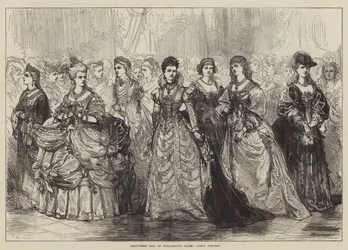 Bal costumé à Marlborough House, costumes des dames