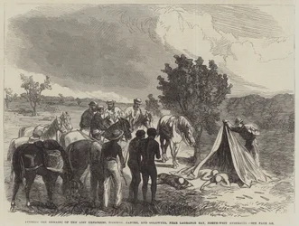 Découverte des restes des explorateurs perdus, Harding, Panter et Goldwyer, près de la baie de Lagrange, nord-ouest de l