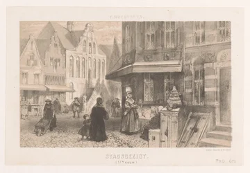 Personnes dans la rue (Stadsgezicht, XVIIe siècle)