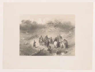 Cavaliers dans un paysage de dunes