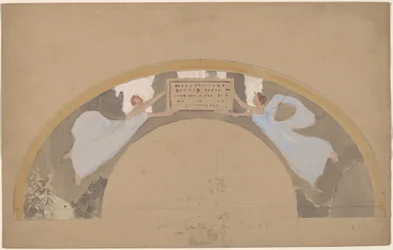 Étude de deux figures féminines dans une bordure arquée