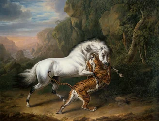 Un tigre attaquant un étalon arabe, 1824
