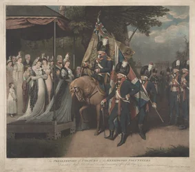 La remise des drapeaux aux volontaires de Kensington
