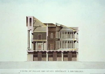 Coupe transversale du Palais des États Généraux, Bruxelles, de 