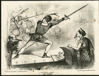 Illustration de Charles Vernier dans Le Charivari - Théâtre, Président de la République - Thiers Adolphe, Napoléon III