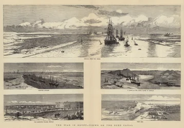 La guerre en Égypte, vues sur le canal de Suez