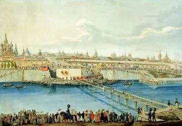 Pose du pont Moskvoretsky à Moscou, 1830