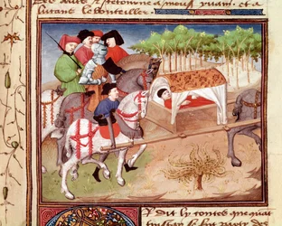 Lucan blessé par Tristan. Miniature tirée du 