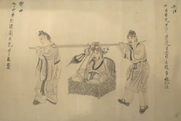 Détail du rouleau de main "Scènes de la vie de Tao Yuanming", par Chen Hongshou, 1650, Académie des arts d