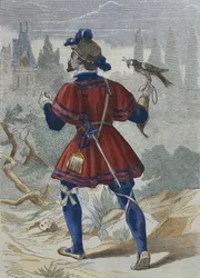 Fauconnier dans la maison de François Ier au 16ème siècle, illustration de 