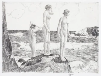 Baigneurs en haute mer