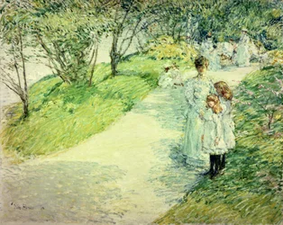Promeneurs dans le jardin