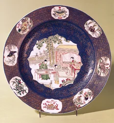 Plat circulaire avec une scène musicale, Période Kangxi (1662-1722)