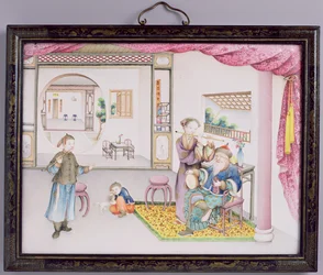 Panneau impérial de Canton, période Qianlong, 1736-95 (repoussé émaillé)