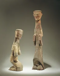Deux statuettes, fin de la dynastie Zhou (1046-256 av. J.-C.) 4e - 3e siècle av. J.-C. (bois)