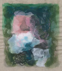 Composition abstraite II, 2023 (technique mixte - encre acrylique et fusain sur lin)