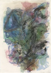 Composition abstraite, Formes organiques/série végétale, 2021 (aquarelle, gouache et fusain sur papier aquarelle)