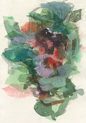 Composition abstraite, Formes organiques/série végétale, 2021, aquarelle, encre, fusain et gouache sur papier aquarelle