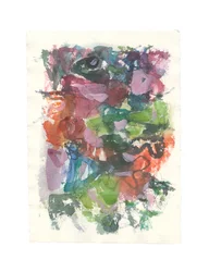 Composition abstraite, Série organique, 2021 (aquarelle, gouache et fusain sur papier aquarelle fait main)