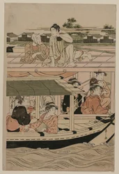 Partie de bateau sur la rivière Sumida, fin des années 1780