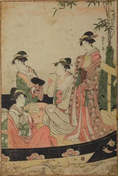 Quatre femmes dans un bateau lors d