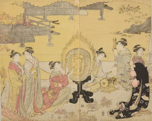 Groupe de femmes avec des instruments de musique, de la série Furyu yatsushi Genji