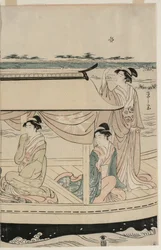 Femmes dans un bateau de plaisance sur la rivière Sumida