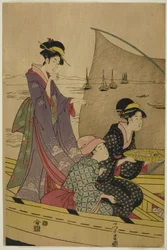 Femmes sur un bateau de pêche