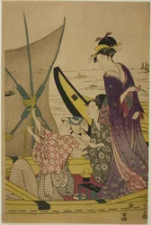 Femmes sur un Bateau de Pêche