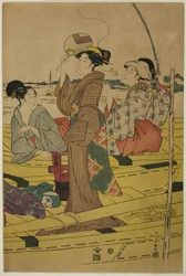 Femmes sur un bateau de pêche