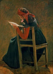 Une jeune fille frem Salling en train de lire. Étude.