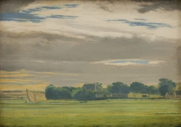 Paysage près de la ville de Skive avec le manoir de Skivehus, Jutland