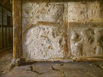 Mur blanchi à la chaux et à colombages