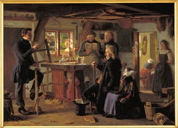 Les Mormons visitant un charpentier de campagne