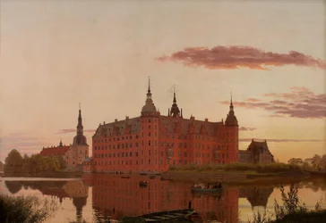 Palais de Frederiksborg vu de Jægerbakken. Soir.