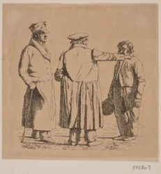 Trois figures de portrait, maître boulanger Købke, major Krohn et sergent esclave Sprøch