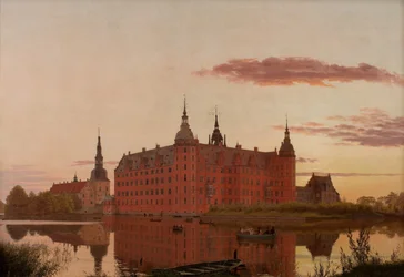 Frederiksborg Slot ved Aftenbelysning Frederiksborg Castle dans la lumière du soir, 1835