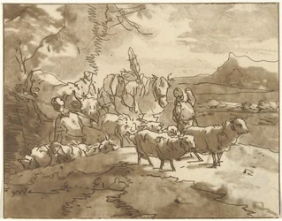 Paysage avec bergers et bétail